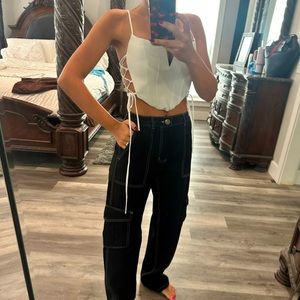 White fox boutique black cargo pants